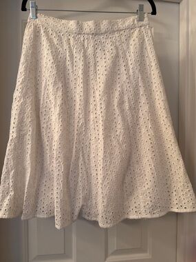 Classic White Eyelet A-Line Skirt